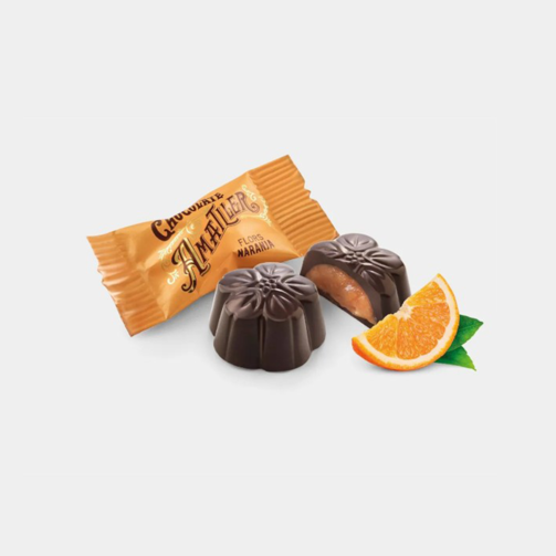 Конфеты в тёмном шоколаде 70% с апельсиновой начинкой  (арт. 1636)
