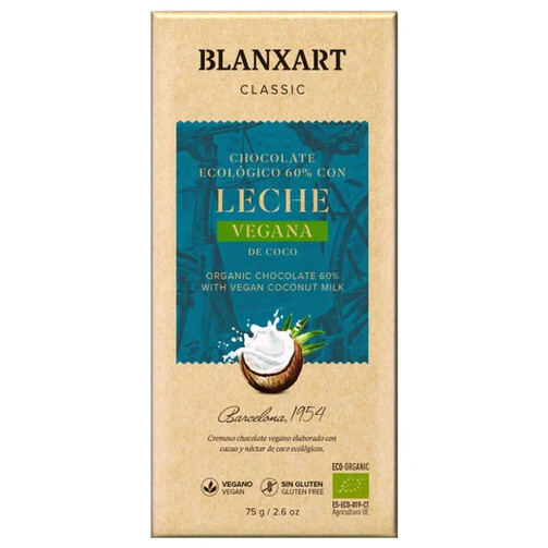 Органический плантационный шоколад Конго 60% с кокосовым молоком 75 г  (арт. BLX49184/BLX)