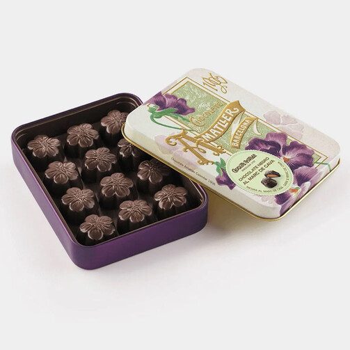 Шоколадные конфеты с трюфельной начинкой с ликером Марк де Кава в жестяной банке  (арт. 2807)