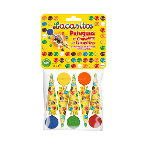 Набор зонтики с драже из молочного шоколада в сахарной глазури 5*11 гр  (арт. LAC625601)