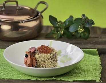 Ризотто с копченой форелью